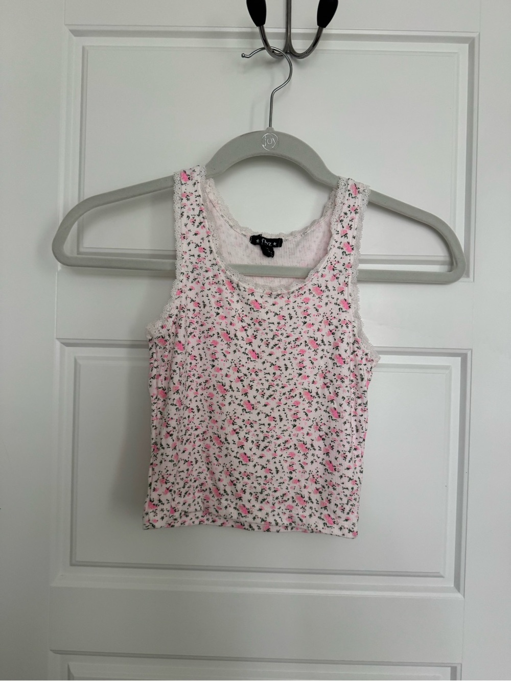 Kids FBZ Pink Floral Lace-Trim Tank Top Size Medium